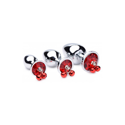 XR Brands Red Gem - Butt Plug Set with Bells