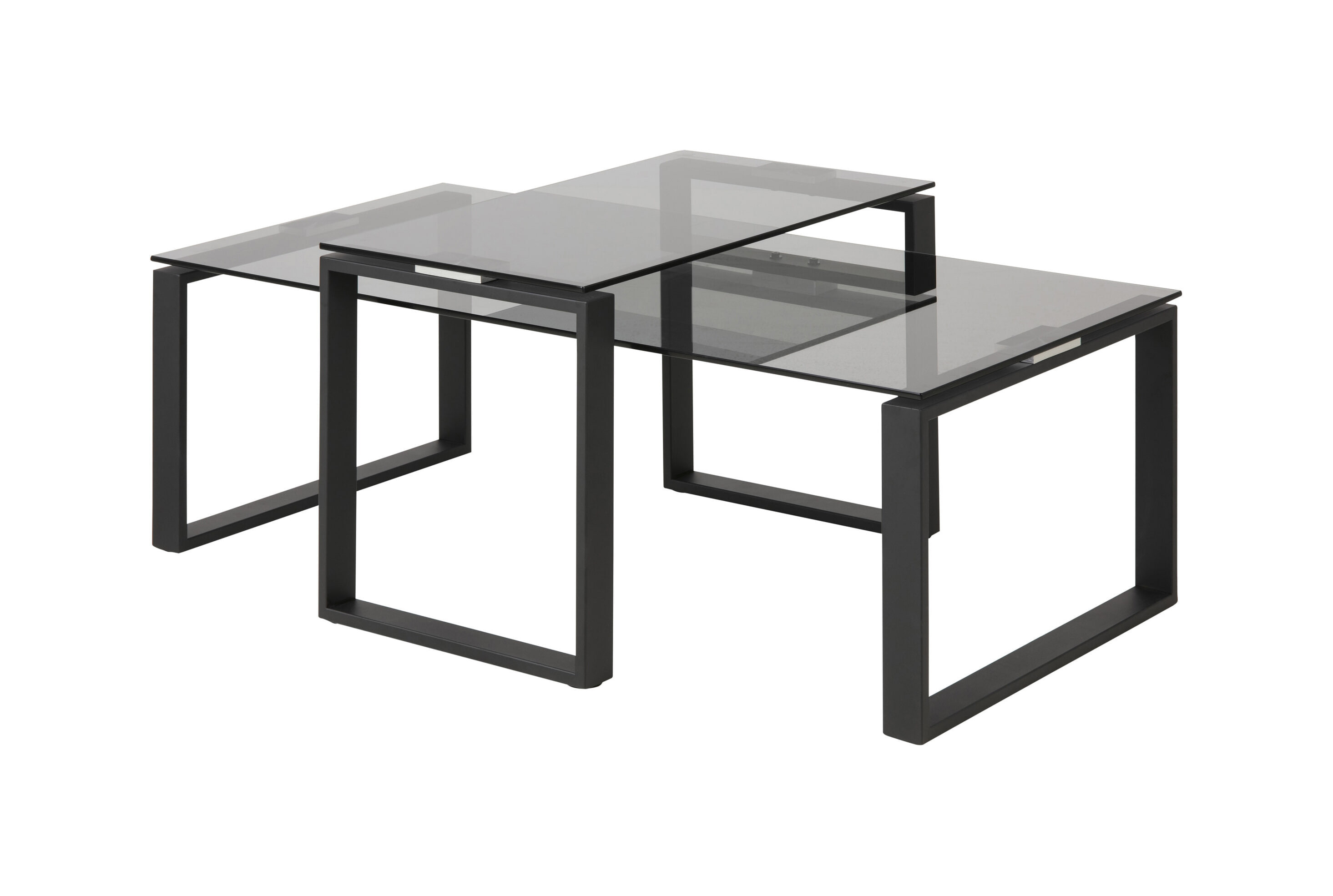 Bendt Salontafel Lone, Set van 2 stuks, Rookglas 115 x 69cm - zwart