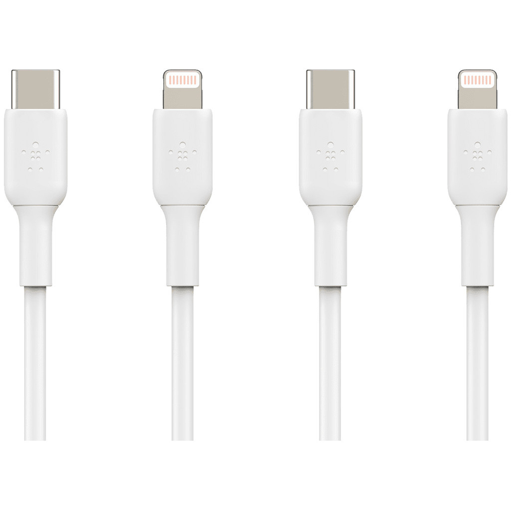 Belkin Usb C naar Lightning Kabel 1m Kunststof Wit Duo Pack