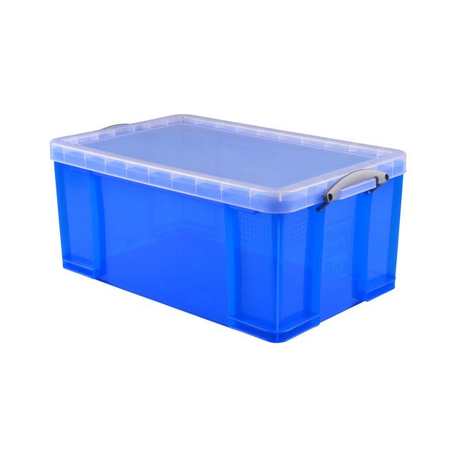 Opbergbox Really Useful 64 liter 710x440x310 mm transparant blauw