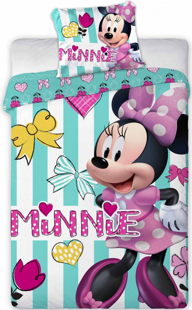 Disney Minnie Mouse peuterdekbedovertrek - 100 x 135 cm - Katoen - groen/wit