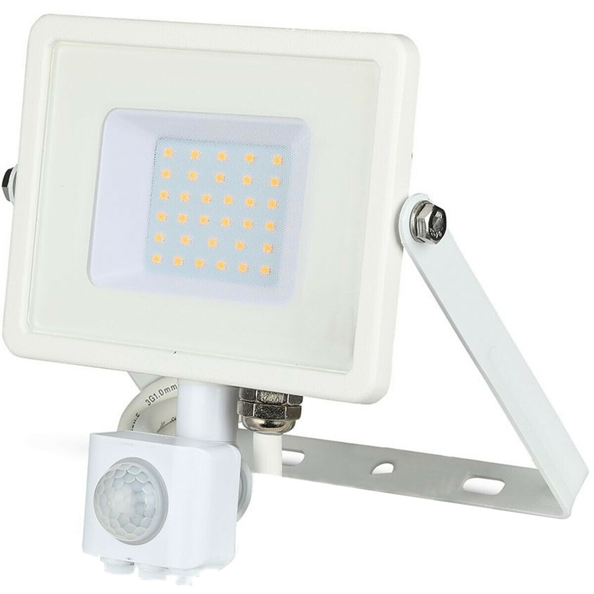 LED Bouwlamp 30 Watt met Sensor - LED Schijnwerper - Viron Dana - Warm Wit 3000K - Mat Wit - Aluminium - SAMSUNG LEDs