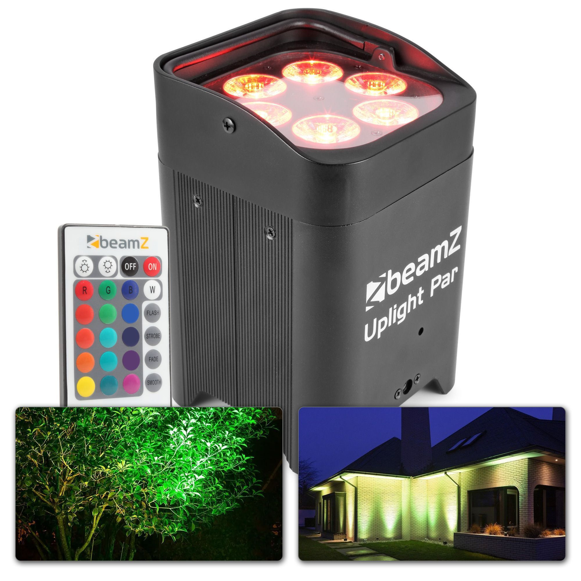 BeamZ BBP96 Uplight PAR spot op accu met 6x 12W LEDs en draadloze DMX