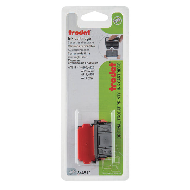 Trodat vervangkussen rood, voor stempel 4911/4820/4822/4846, blister met 2 stuks