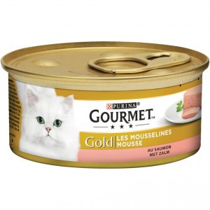 Gourmet Gold Mousse met zalm kattenvoer (85 g) 2 trays (48 x 85 g)