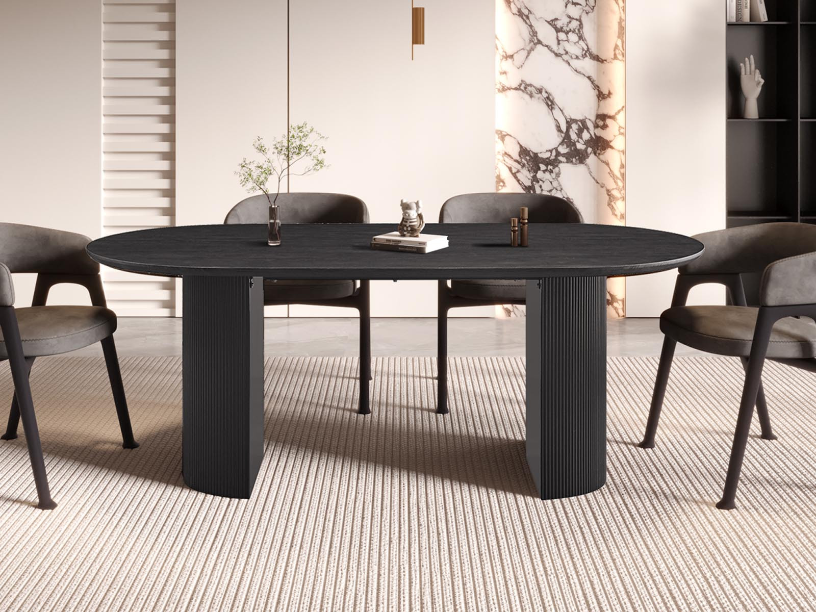 Ovale eettafel LARUSSO 200 cm donkerbruin