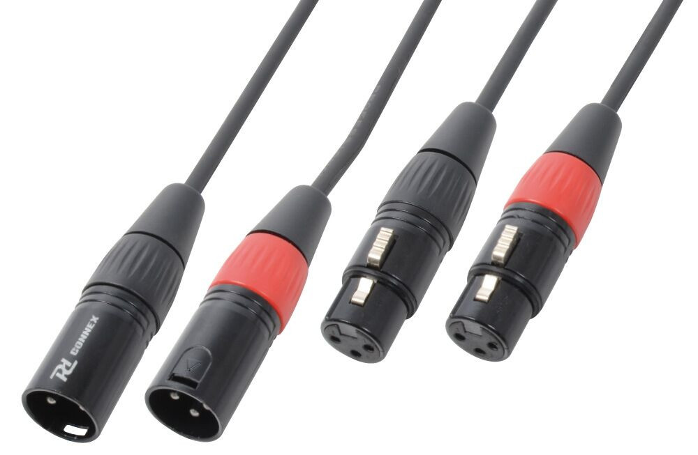 PD Connex Kabel 2x XLR Male - Female 12m Zwart