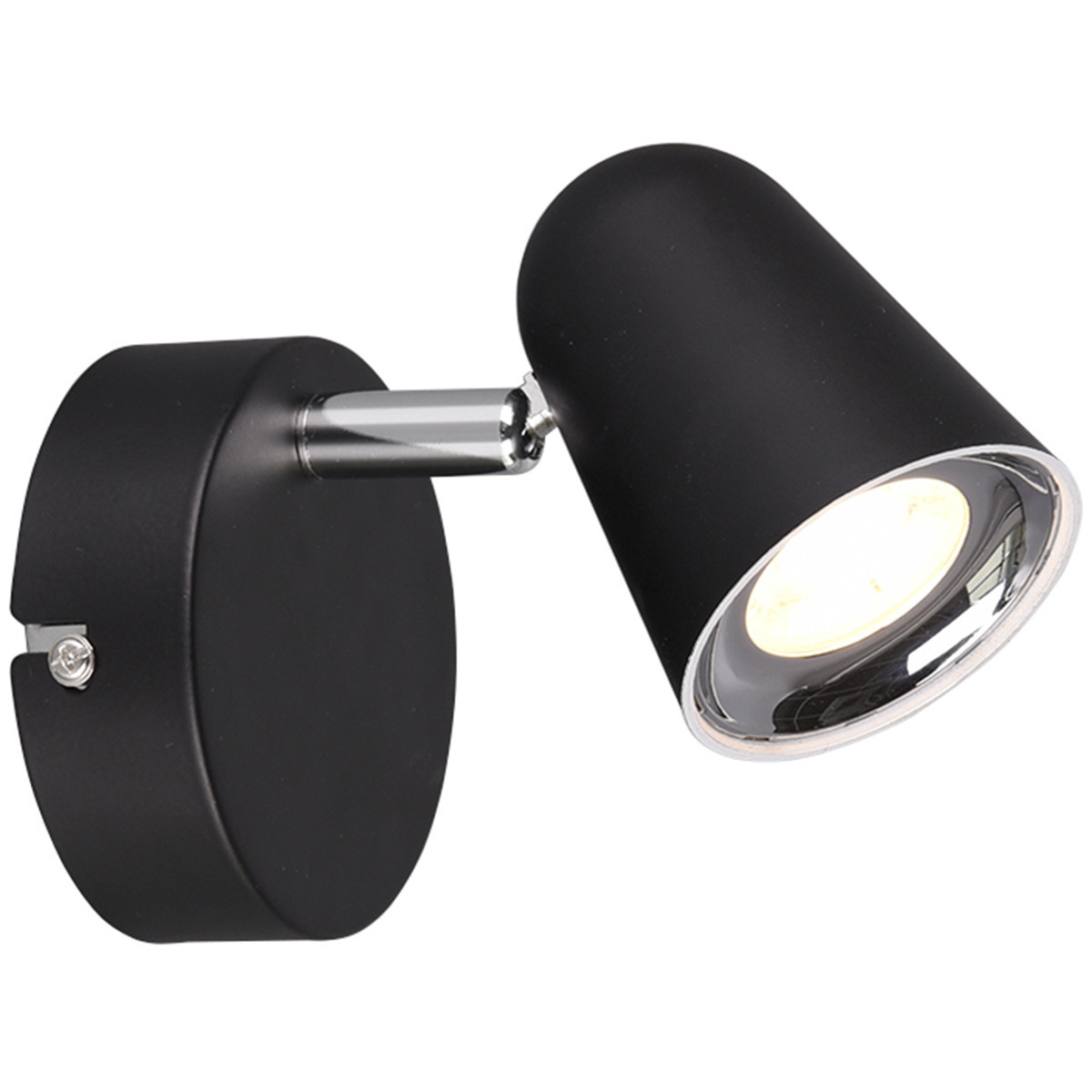 LED Wandspot - Trion Toluno - 3W - Warm Wit 3000K - 1-lichts - Rond - Mat Zwart - Kunststof