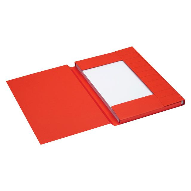 Dossiermap Secolor folio 3 kleppen 225gr rood | Doos a 25 stuk