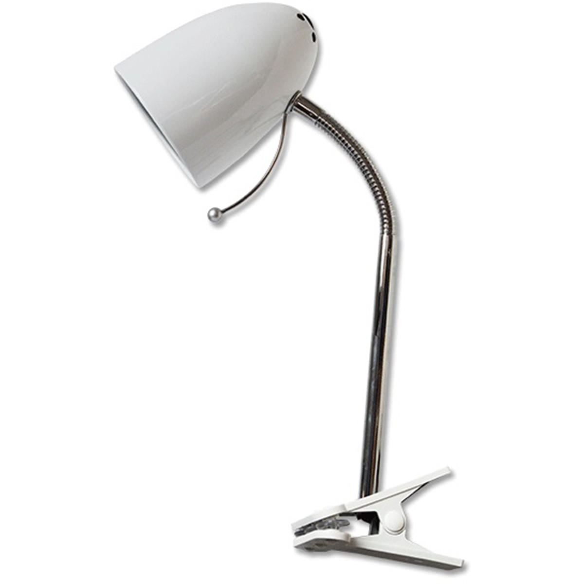 LED Klemlamp - Aigi Wony - E27 Fitting - Flexibele Arm - Rond - Glans Wit