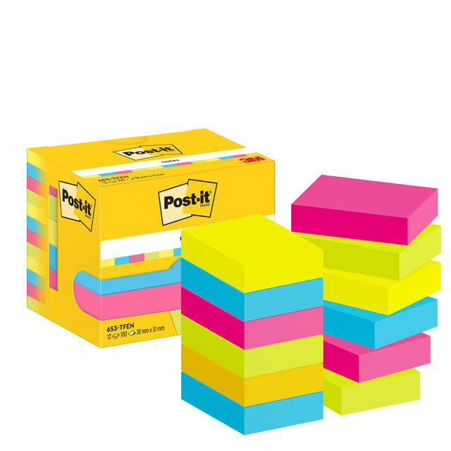 Post-It Notes Vitality, 100 vel, ft 38 x 51 mm, pak van 12 blokken