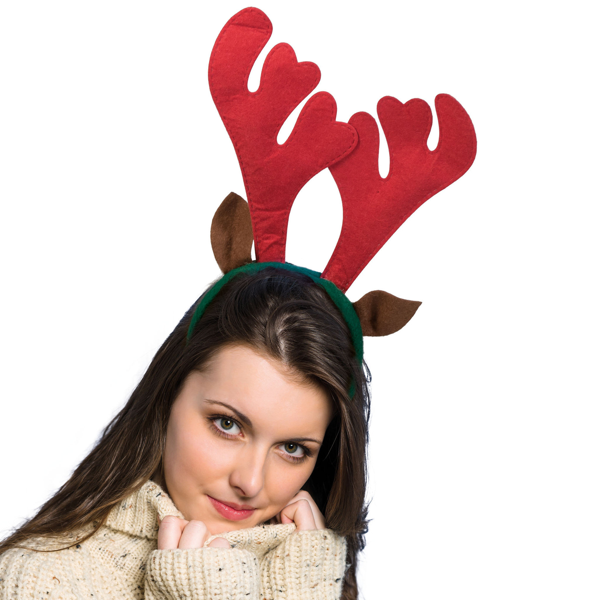 Rendier diadeem - rood - met oren - kerst verkleed accessoires - haarband