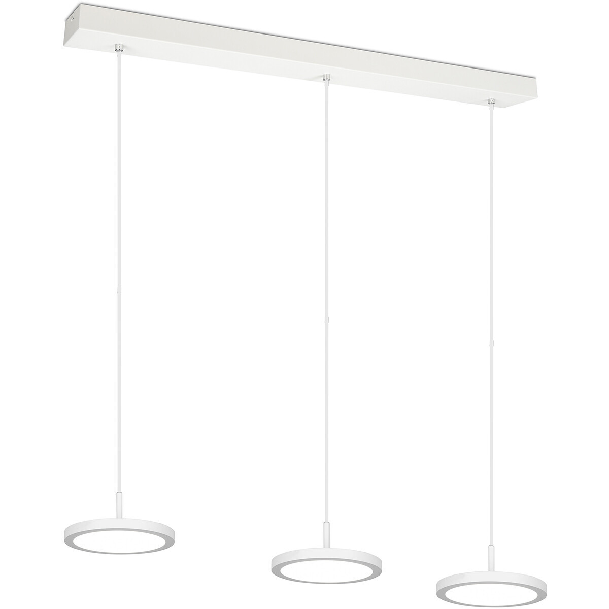 LED Hanglamp - Hangverlichting - Trion Trula - 30W - 3-lichts - Natuurlijk Wit 4000K - Dimbaar - Rechthoek - Mat Wit - Aluminium