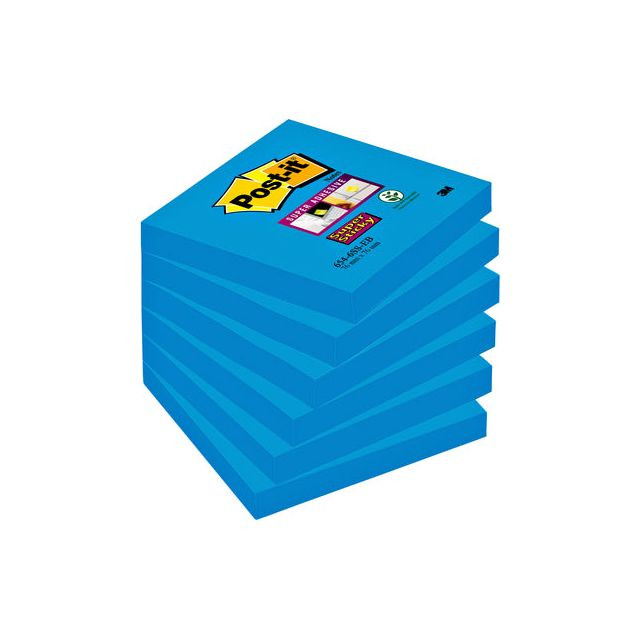 Post-it Super Sticky notes, 90 vel, ft 76 x 76 mm, pak van 6 blokken, blauw (paradise blue)