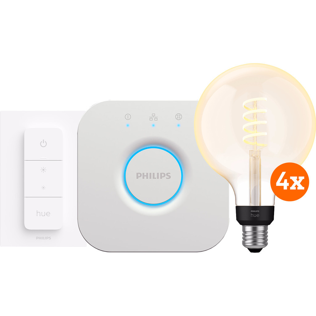 Philips Hue Filament White Ambiance Globe XL 4-Pack Startpakket