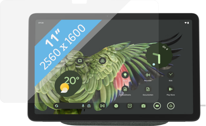 Google Pixel Tablet 256GB Wifi Grijs en Oplaaddock met Speaker + BlueBuilt Screenprotector