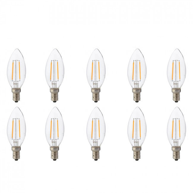 LED Lamp 10 Pack - Kaarslamp - Filament - E14 Fitting - 2W - Warm Wit 2700K