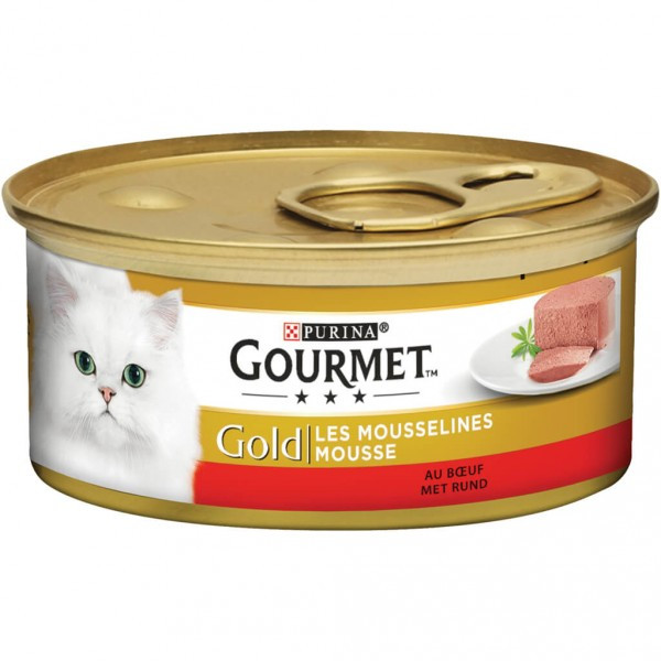 Gourmet Gold Mousse met rund kattenvoer 2 trays (48 x 85 g)