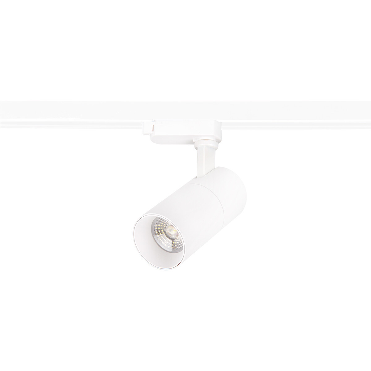 LED Railverlichting - Track Spot - Prixa Pina - 1 Fase - 20W - Helder/Koud Wit 6500K - Mat Wit - Rond - Aluminium