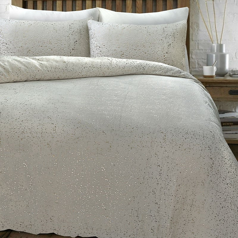 Flanellen Dekbedovertrek Glamour Sprankle Foil - Lits-Jumeaux (240x220 cm) - Creme - Dessin: Luxe - Sleeptime - Dekbed-Discounter.nl