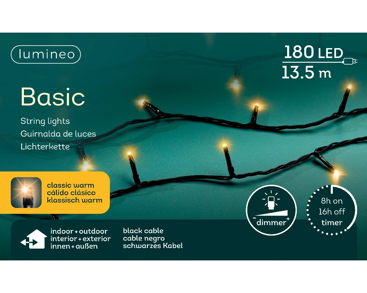 Lumineo basic Rice 180LED 13,5 m klassiek warm