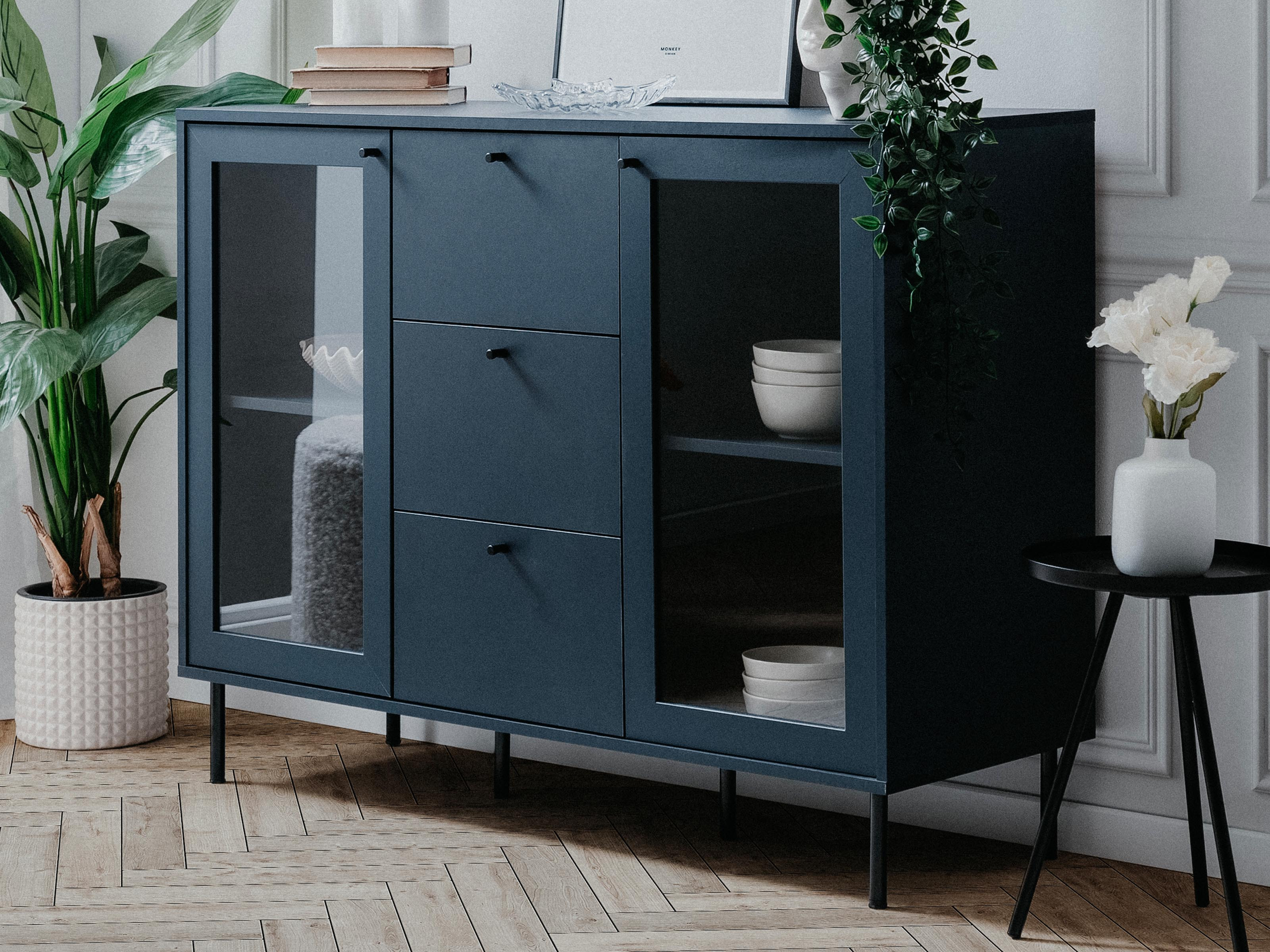 Commode CARACAL 2 deuren 3 lades navy blauw