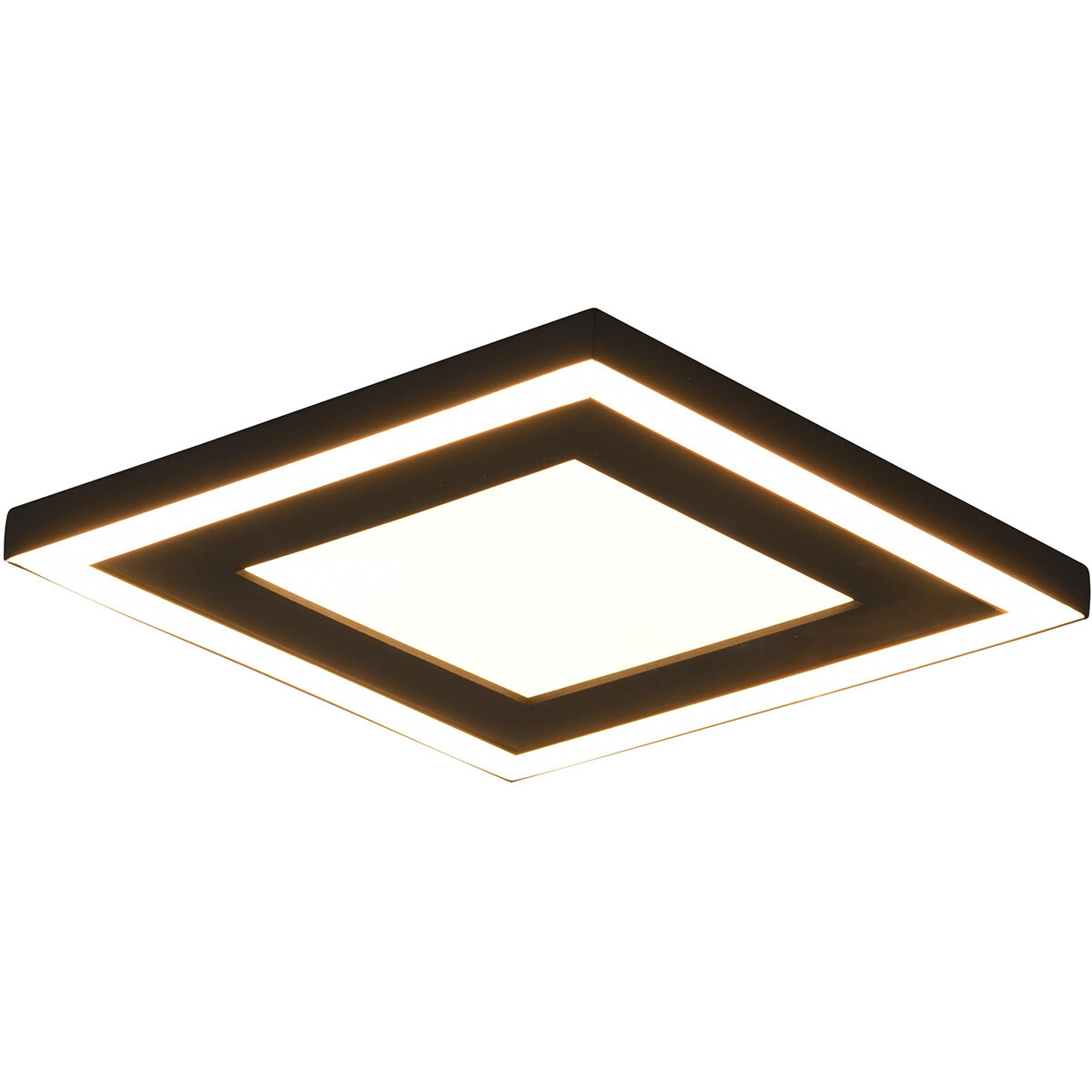 LED Plafondlamp - Plafondverlichting - Trion Coman - 17W - Warm Wit 3000K - Vierkant - Mat Zwart - Kunststof