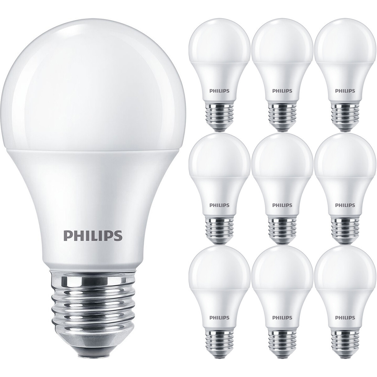 PHILIPS - LED Lamp E27 10 Pack - Corepro LEDbulb E27 Peer Mat 10W 1055lm - 840 Natuurlijk Wit 4000K | Vervangt 75W