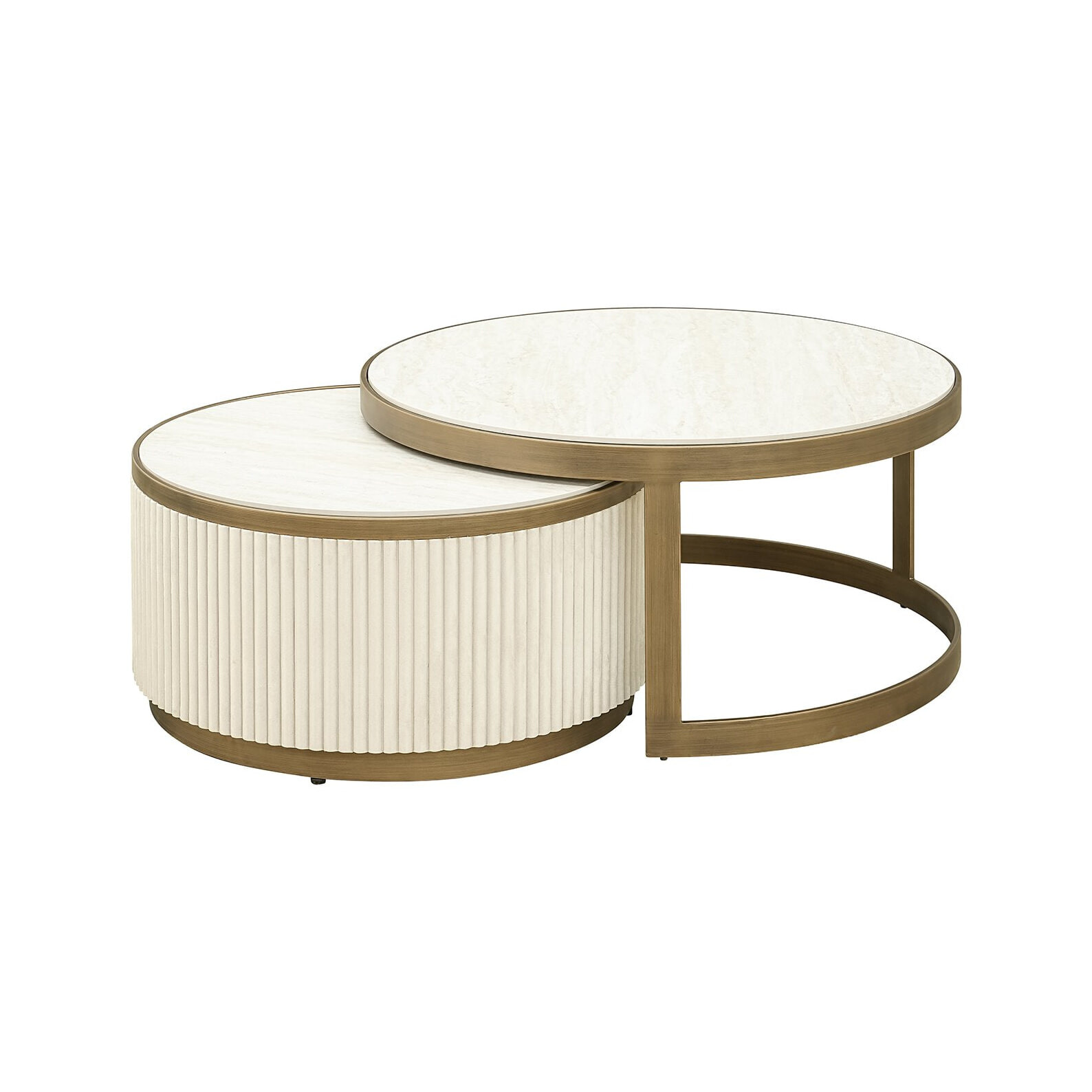 Richmond Salontafel Tivoli Keramiek, Set van 2 stuks - Wit - Rond