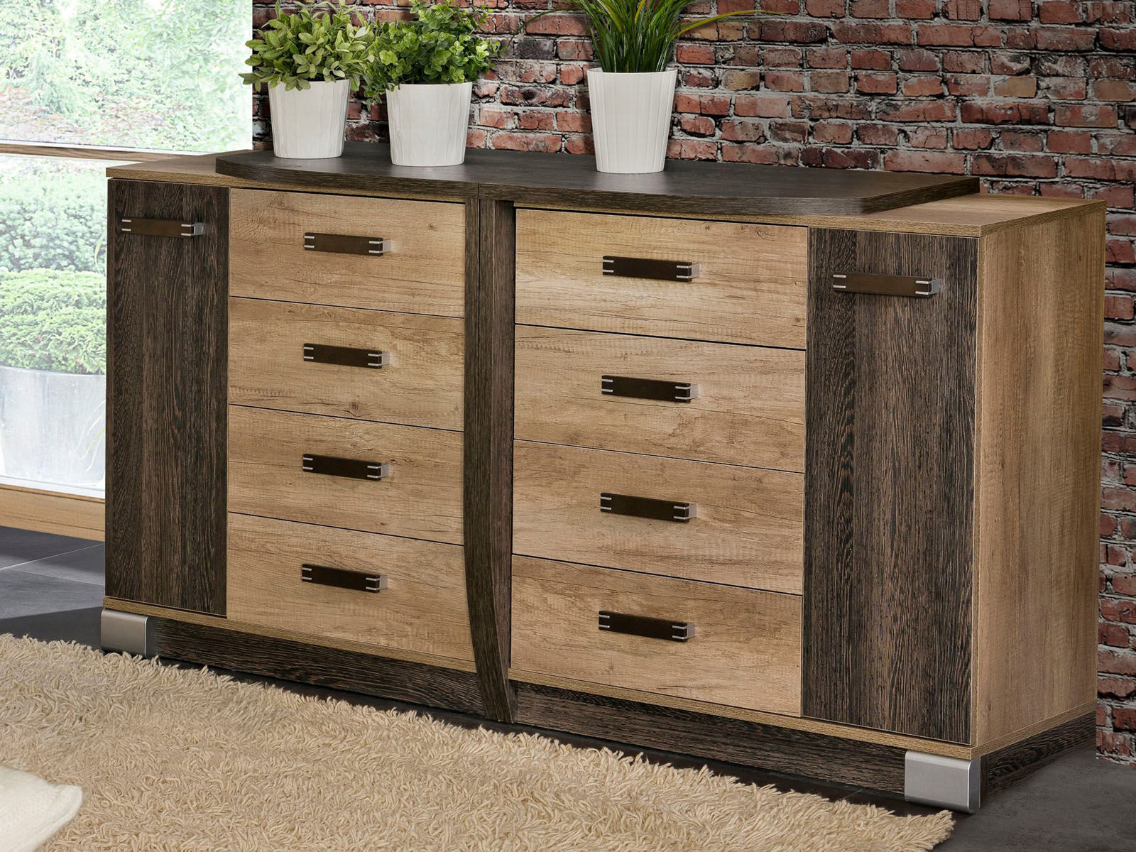 Dressoir ROMERIO 2 deuren 8 lades eik canyon/arusha