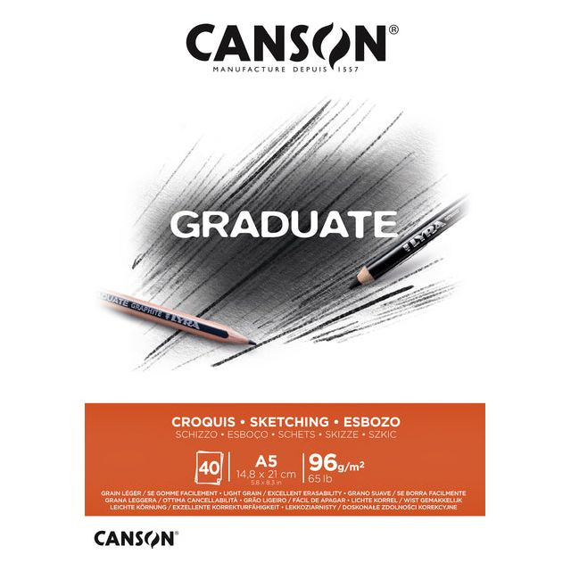 Schetsboek Canson Graduate Croquis A5 96gr 40vel | 5 stuks