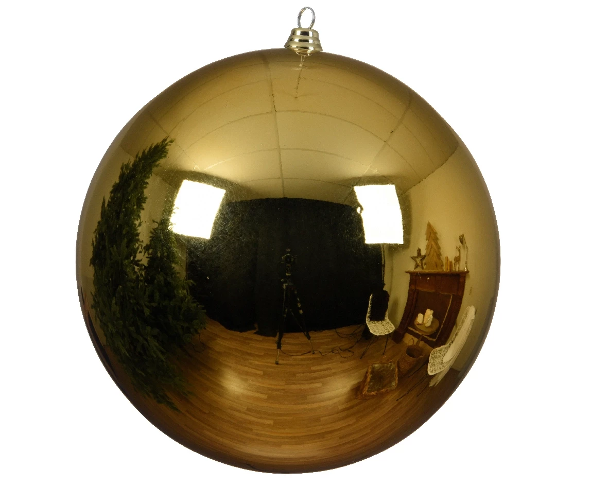 Decoris kerstbal Plastic Licht goud glans 14cm