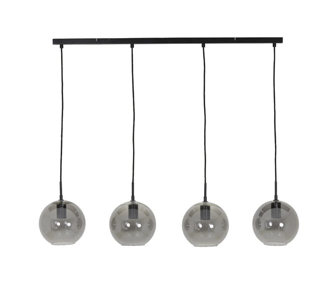 Light & Living Hanglamp Subar 4-Lamps - Zwart