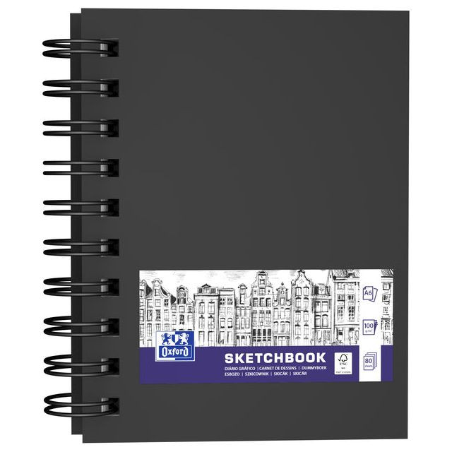 Oxford schetsboek, 80 vel, 100 g/m², ft A6, zwart