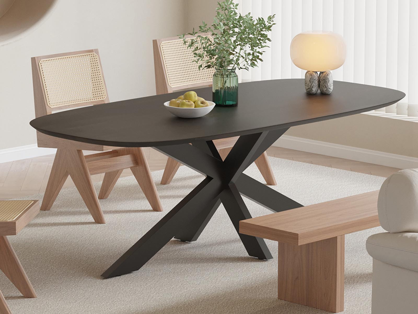 Eettafel ISADA 200 cm mangolia zwart met ster-poot