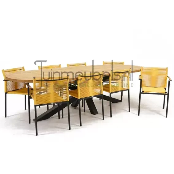 Tuinstoel Jakarta lemon met Mistral tafel ovaal 280 cm