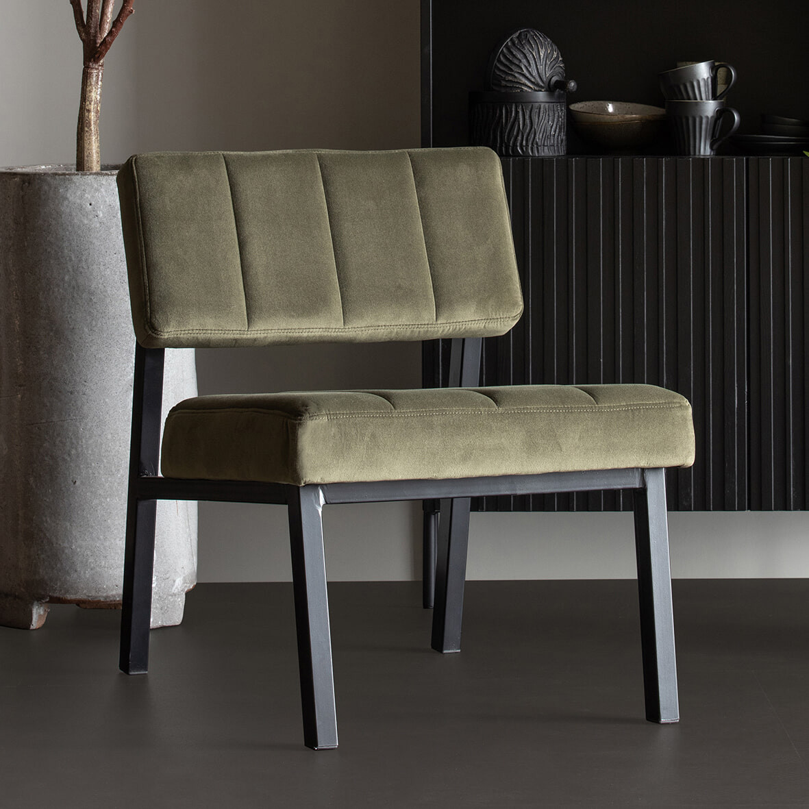 WOOOD Fauteuil Kaja Velvet - Groen