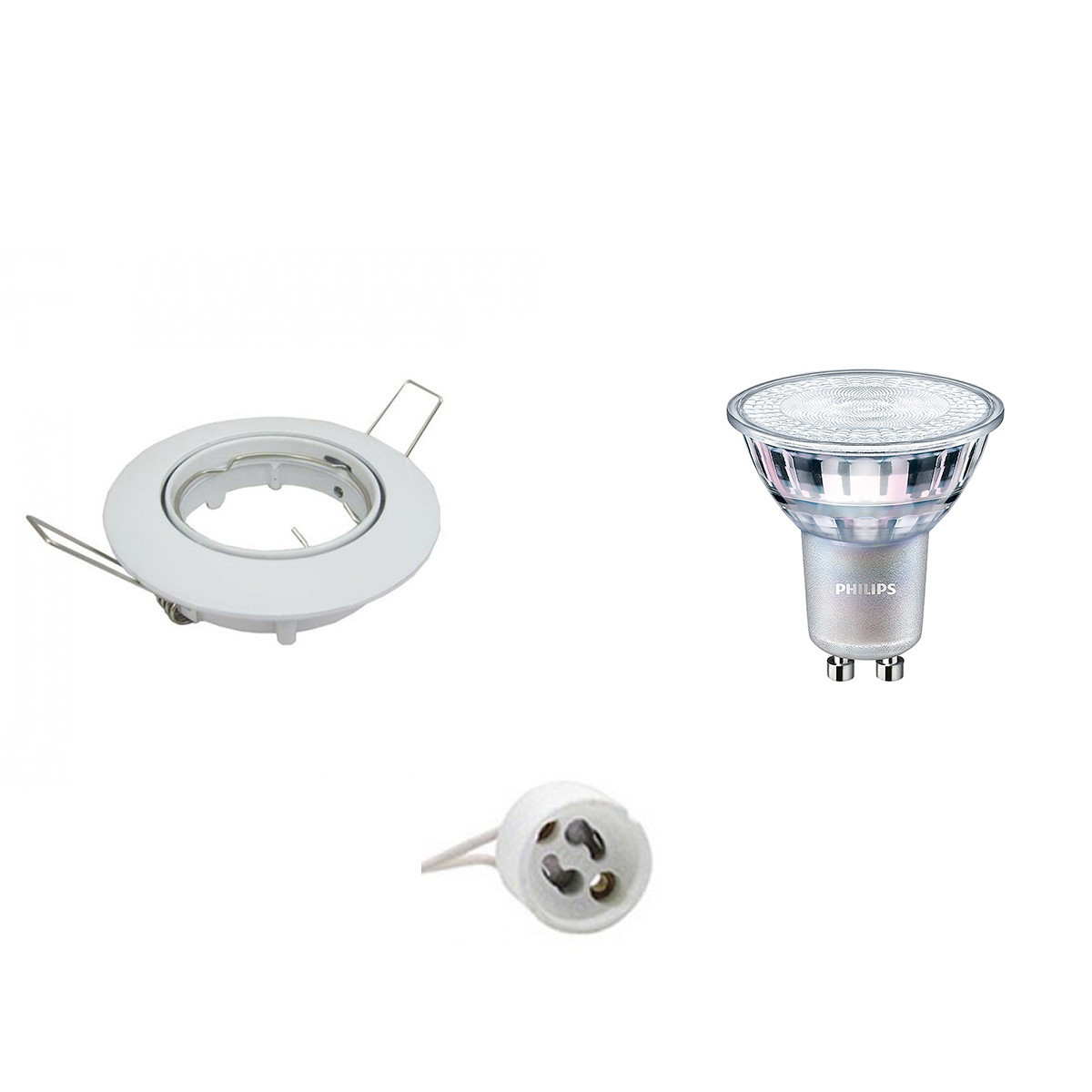 LED Spot Set - GU10 Fitting - Inbouw Rond - Glans Wit - Kantelbaar Ø82mm - Philips - MASTER 927 36D VLE - 4.9W - Warm Wit 2200K-2700K - DimTone Dimbaar