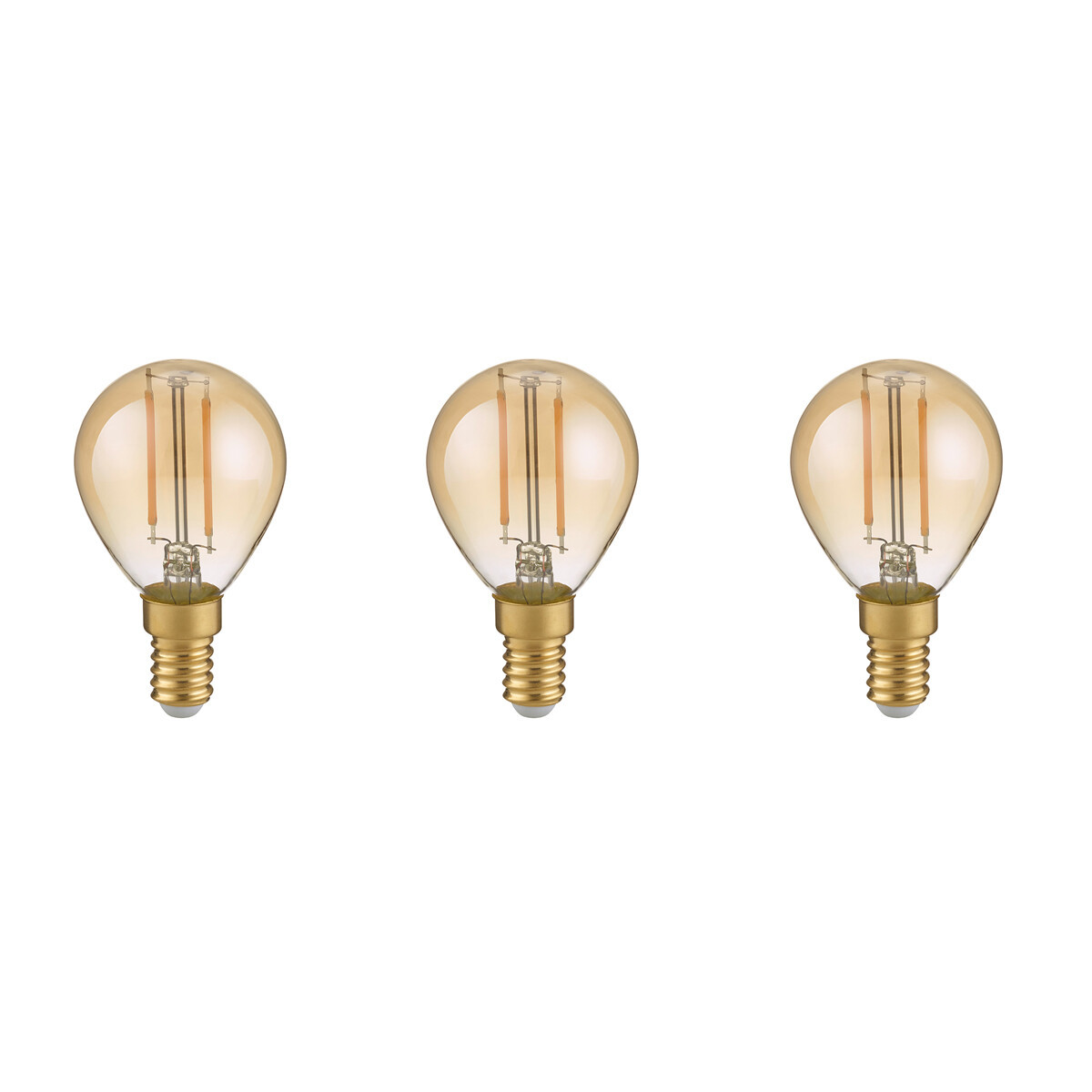 LED Lamp - Filament - Trion Tropin - Set 3 Stuks - E14 Fitting - 2W - Warm Wit-2700K - Amber - Glas