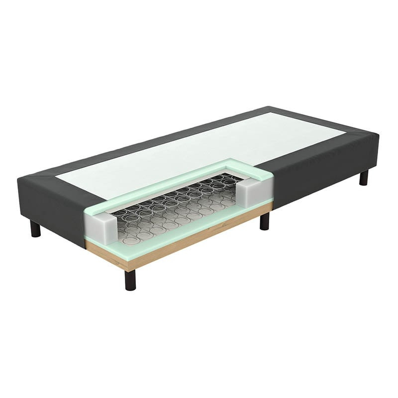 1-Persoons Verende Hotelboxspring zonder Matras - Zwart 90x200 cm - Bonellvering - Inclusief Topper - Dekbed-Discounter.nl