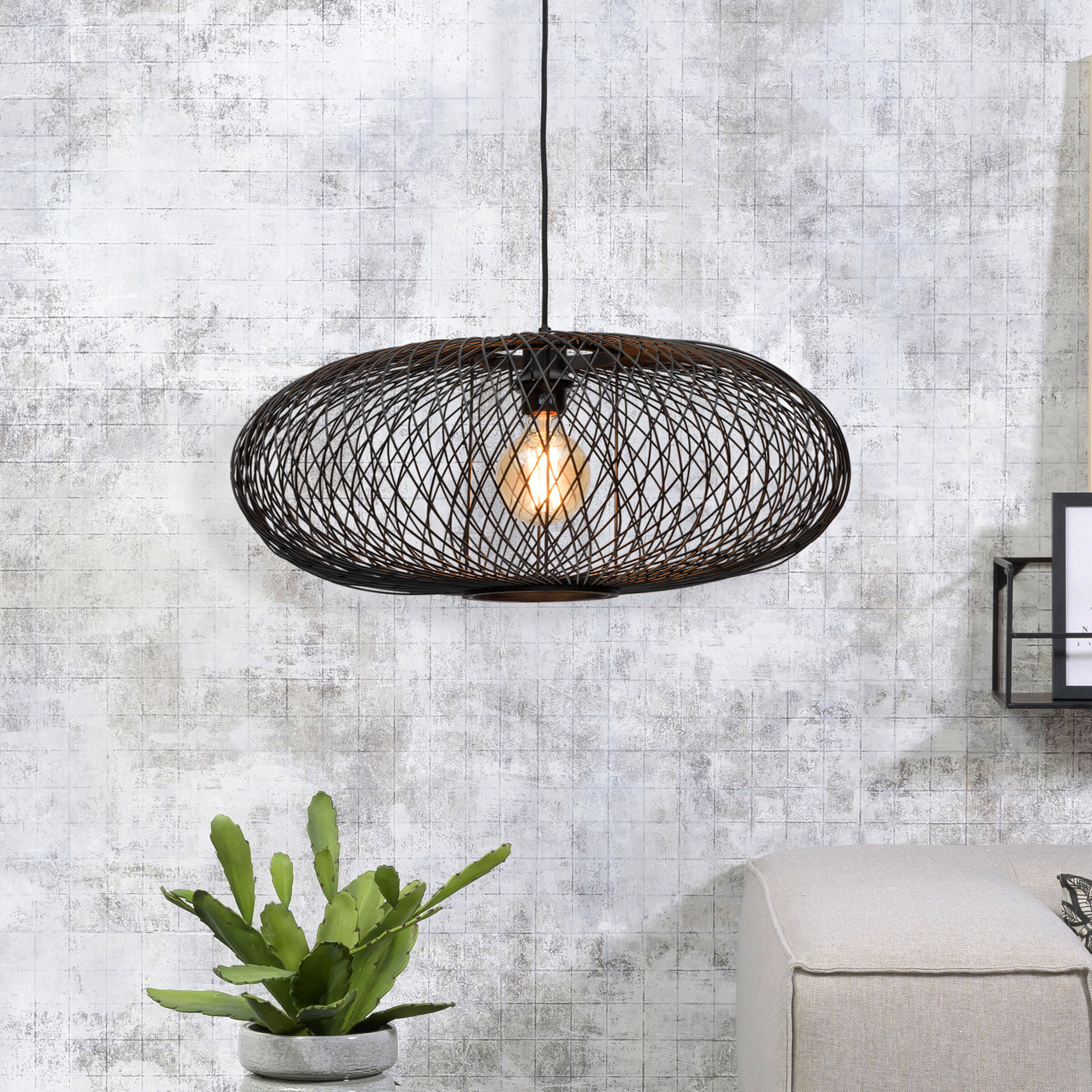 GOOD&MOJO Hanglamp 'Cango' Bamboe, 60cm, kleur Zwart