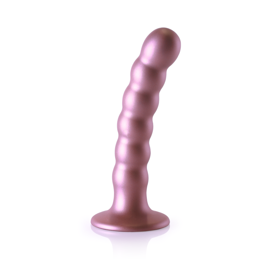 Ouch! by Shots Beaded Silicone G-Spot Dildo - 5'' / 13 cm - Rose Gold