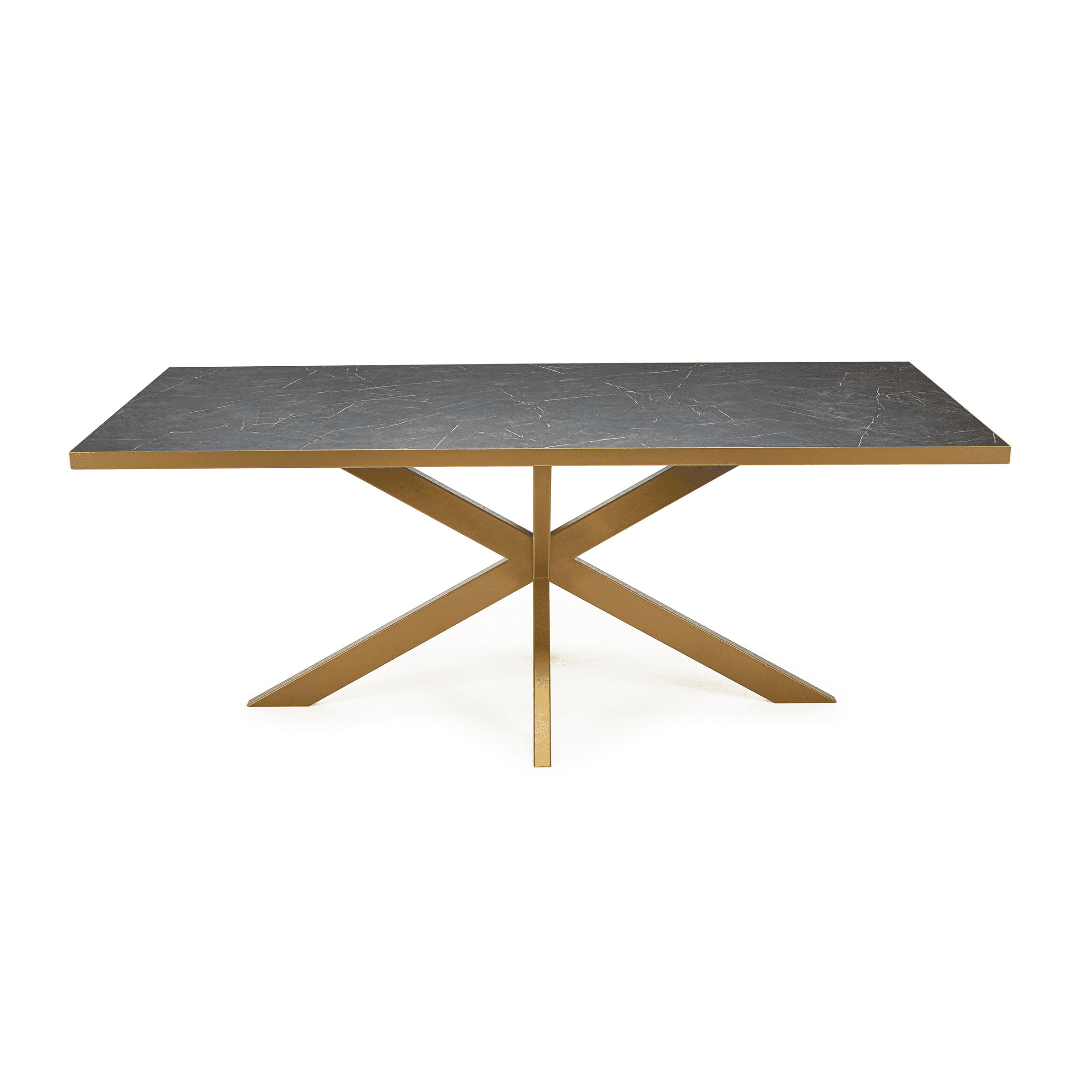 Stalux Eettafel Gijs - goud / zwart marmer