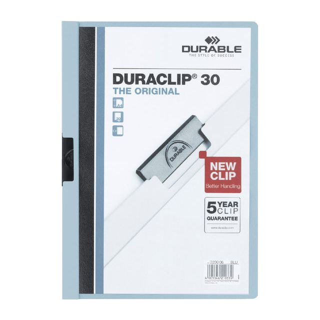 Klemmap Durable Duraclip A4 3mm 30 vellen lichtblauw | 1 stuk