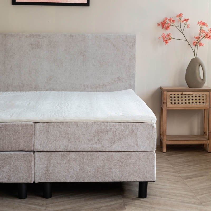 2-Persoons Boxspring Julia Teddystof - Beige - Beige 160x200 cm - Pocketvering - Inclusief Topper - Dekbed-Discounter.nl