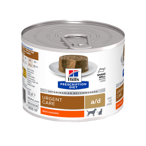 Hill&apos;s Prescription Diet A/D Urgent Care natvoer hond / kat met kip blik 2 trays (24 x 200 g)