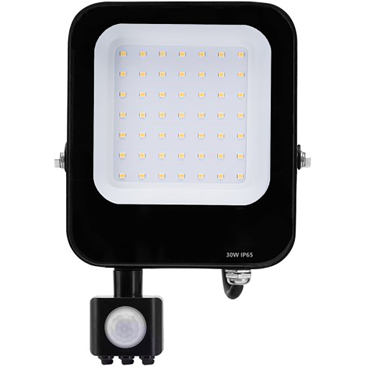 LED Bouwlamp met Bewegingssensor - LED Schijnwerper - Aigi Rekan - 30 Watt - Natuurlijk Wit 4000K - Waterdicht IP65 - Rechthoek - Mat Zwart - Aluminium