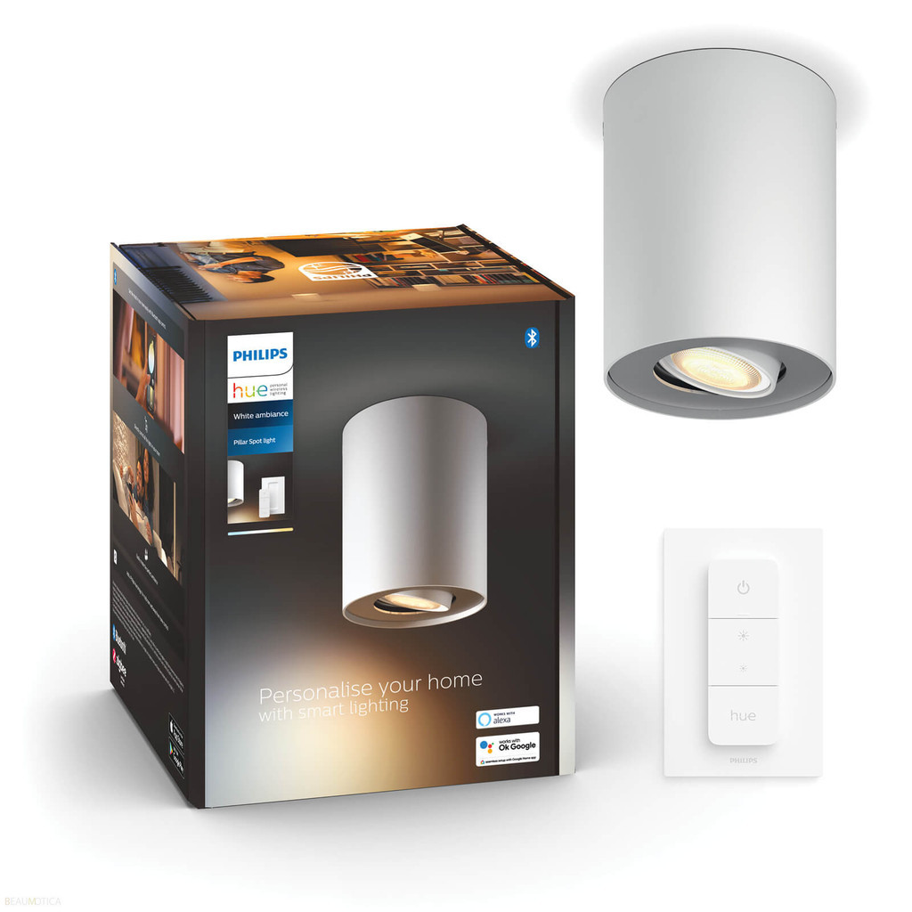 Philips Hue Pillar 1-Spot opbouwspot White Ambiance Wit + dimmer