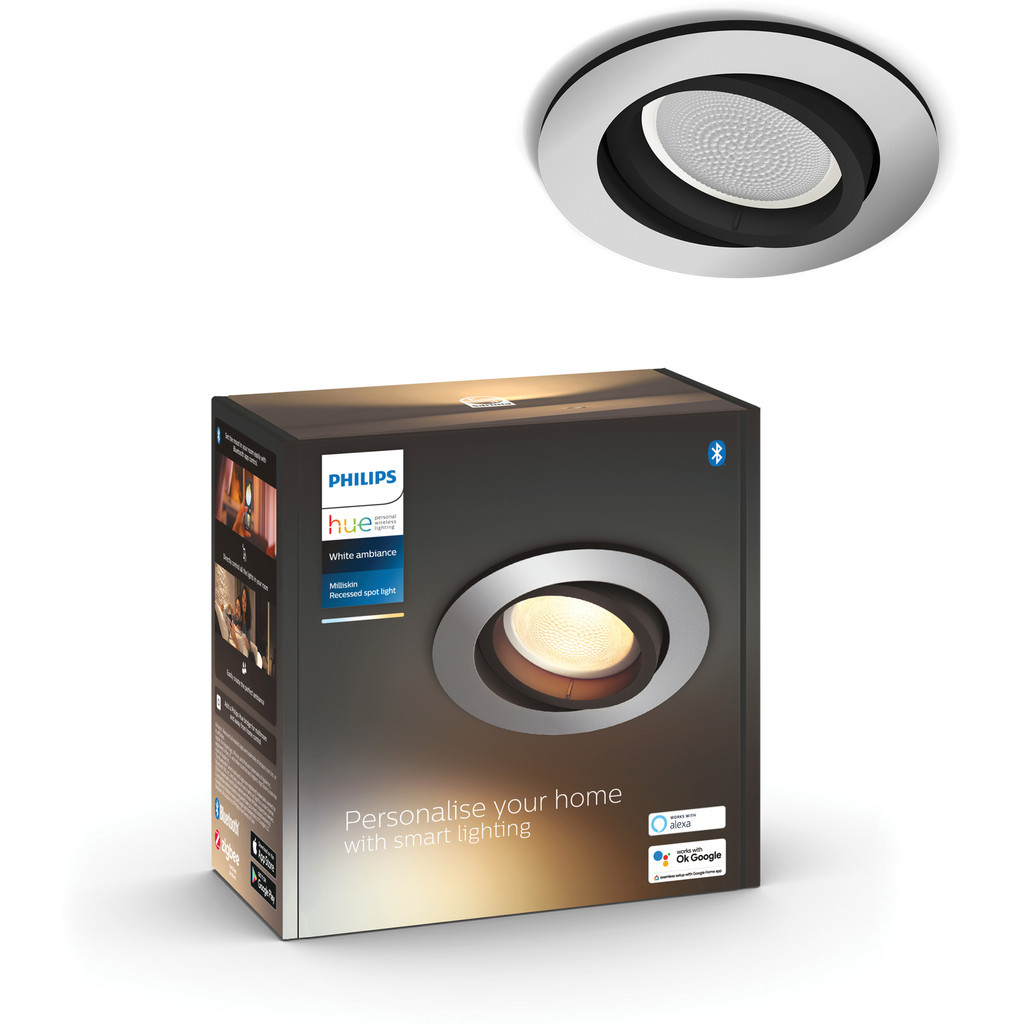 Philips Hue Milliskin inbouwspot White Ambiance rond Aluminium 1-pack