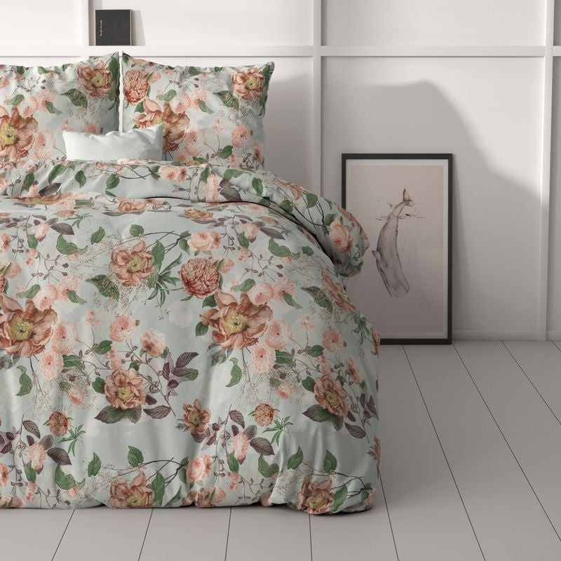 Dekbedovertrek Natury Dekbedovertrek - Eenpersoons (140x200 cm) - Meerkleurig Polyester-katoen - Dessin: Bloemen - Sleeptime Elegance -